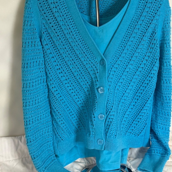 Talbots Aqua Cardigan and Tank Size Sold as Set - Picture 5 of 7